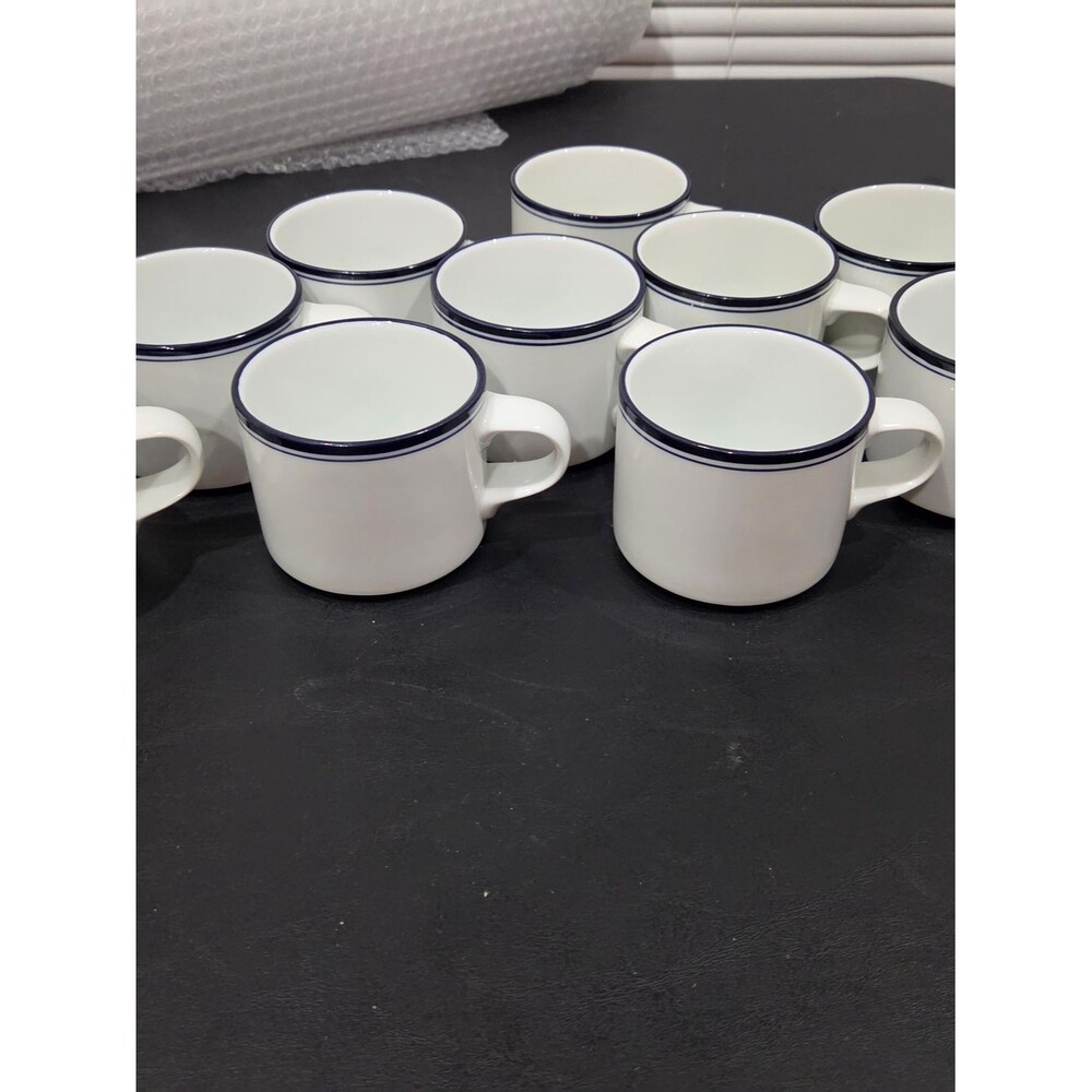 Dansk Concerto Allegro TL Mugs with Navy Blue Rim - Set of 10